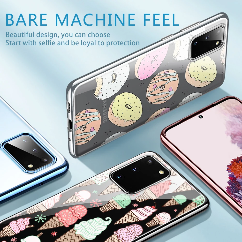 

Cake Fries Case for Samsung Galaxy S21 S10 S9 S8 S20 FE Plus Ultra A51 A50 A71 A70 A21S A20E NOTE 20 10 9 8 Plus Soft TPU Fundas