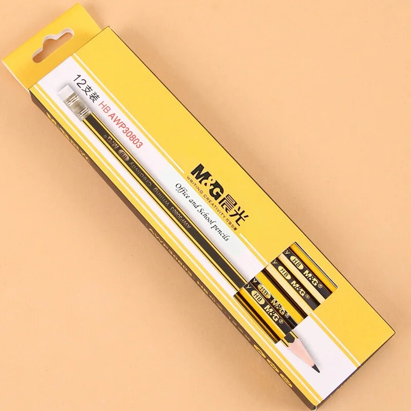 

M&G 36/60/120pcs Yellow HB Pencil School Wood Pencils with Eraser Hexagon Wooden Lead Pencil Set Drawing Graphite Pencils