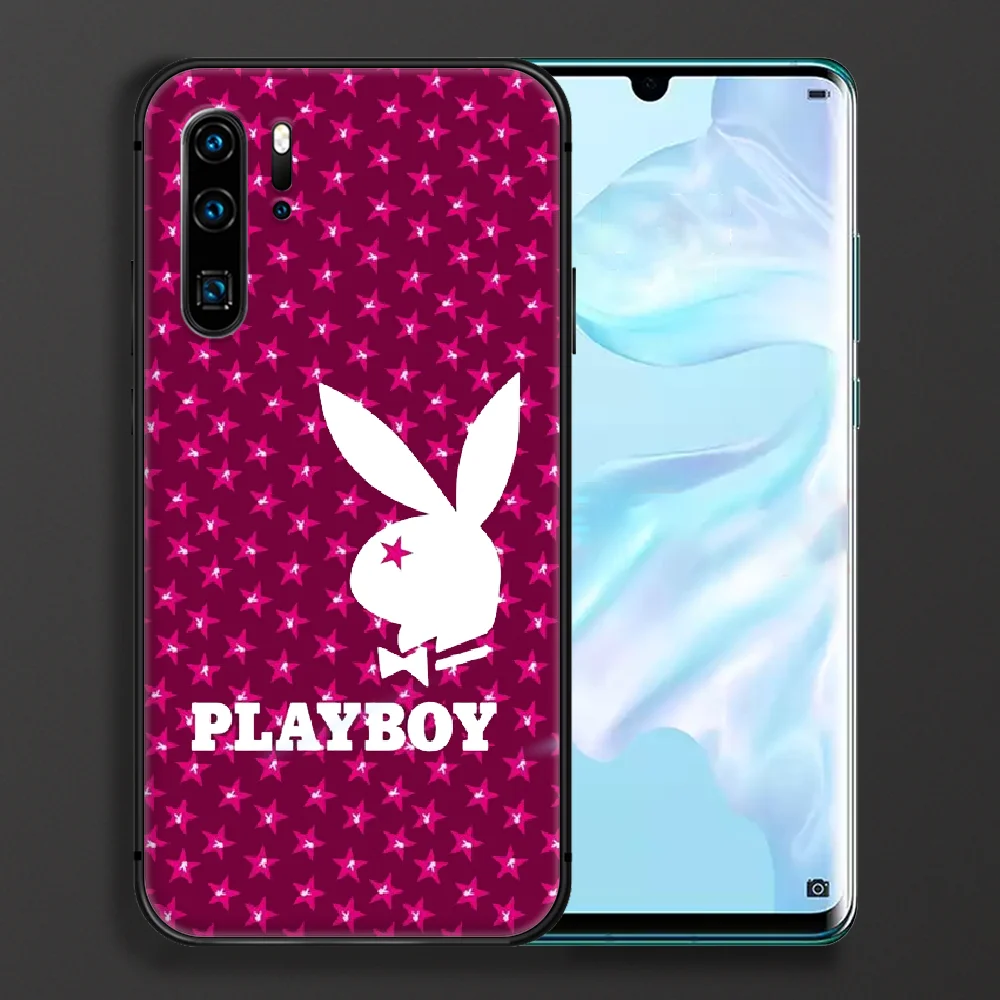 

Playboy Rabbit Phone case For Huawei P Mate Smart 10 20 30 40 Lite Z 2019 Pro black back fashion bumper painting cell cover soft