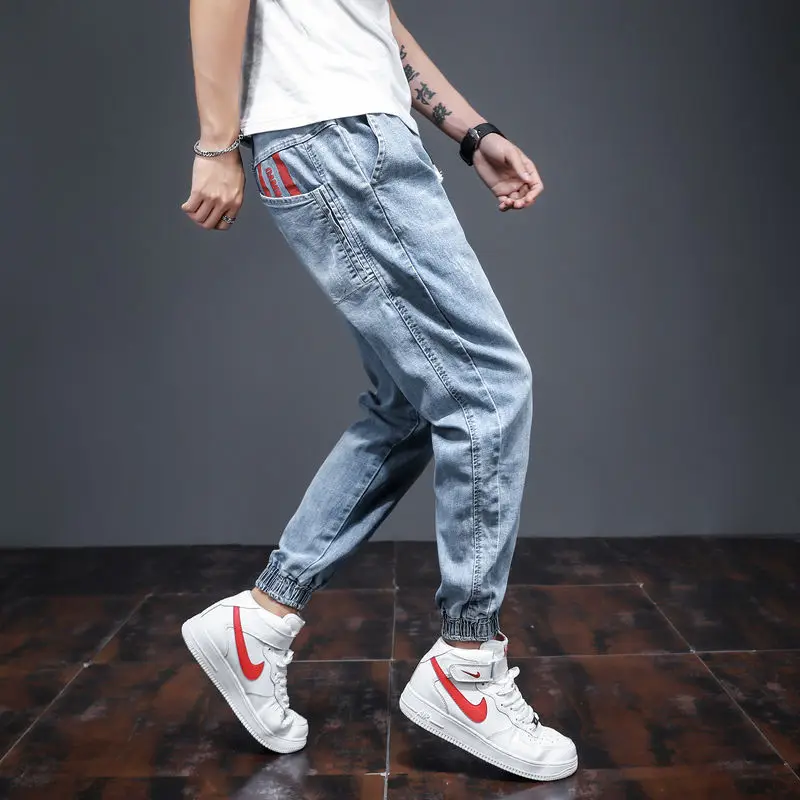 

Summer Jeans Men Loose Harem Pants Sports Leisure Korean Fashion Male Denim Cargo Jeans Hip Hop Trousers Baggy Jeans Street Wear