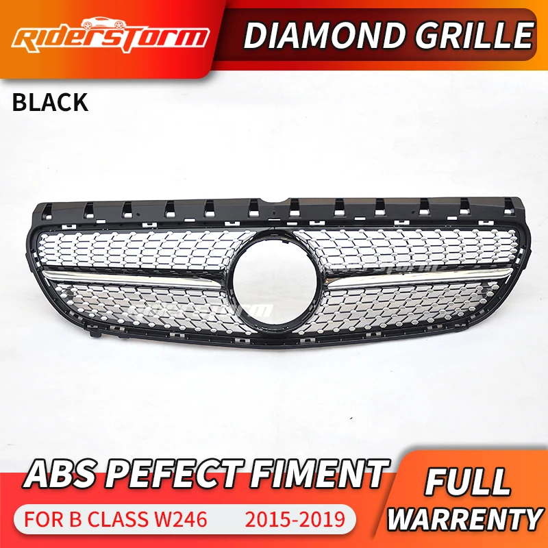 Алмазная решетка черного и серебряного цвета для переднего бампера B Class W246