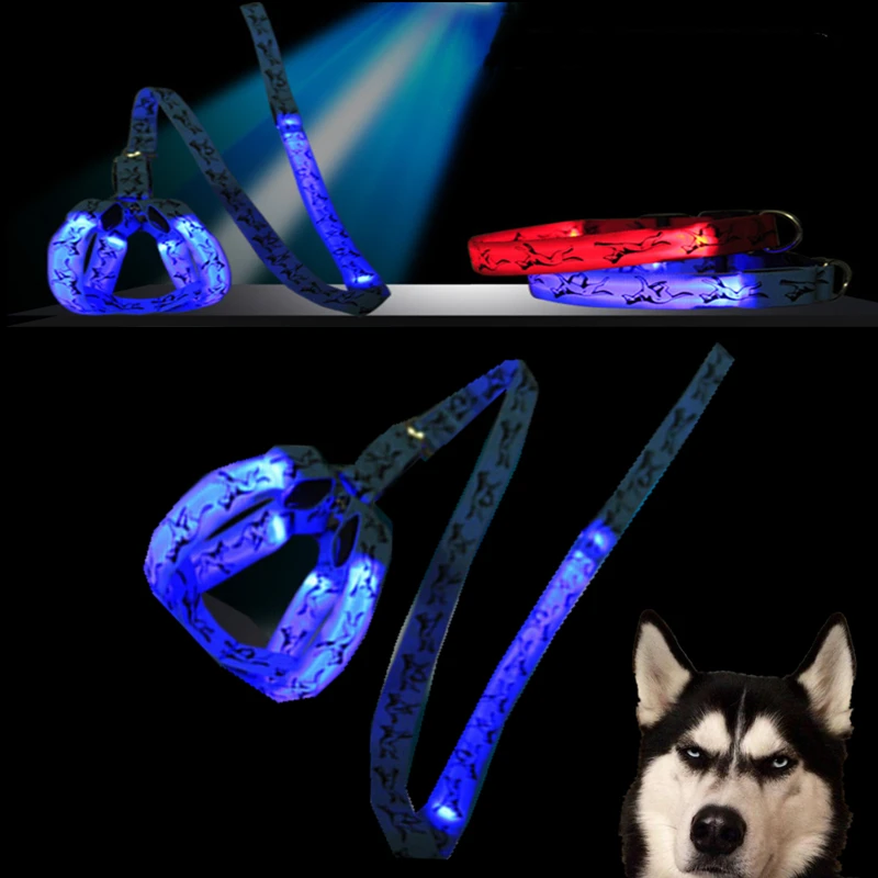 Светодиодный нейлоновый ошейник ночь Безопасность мигающий светится в темноте