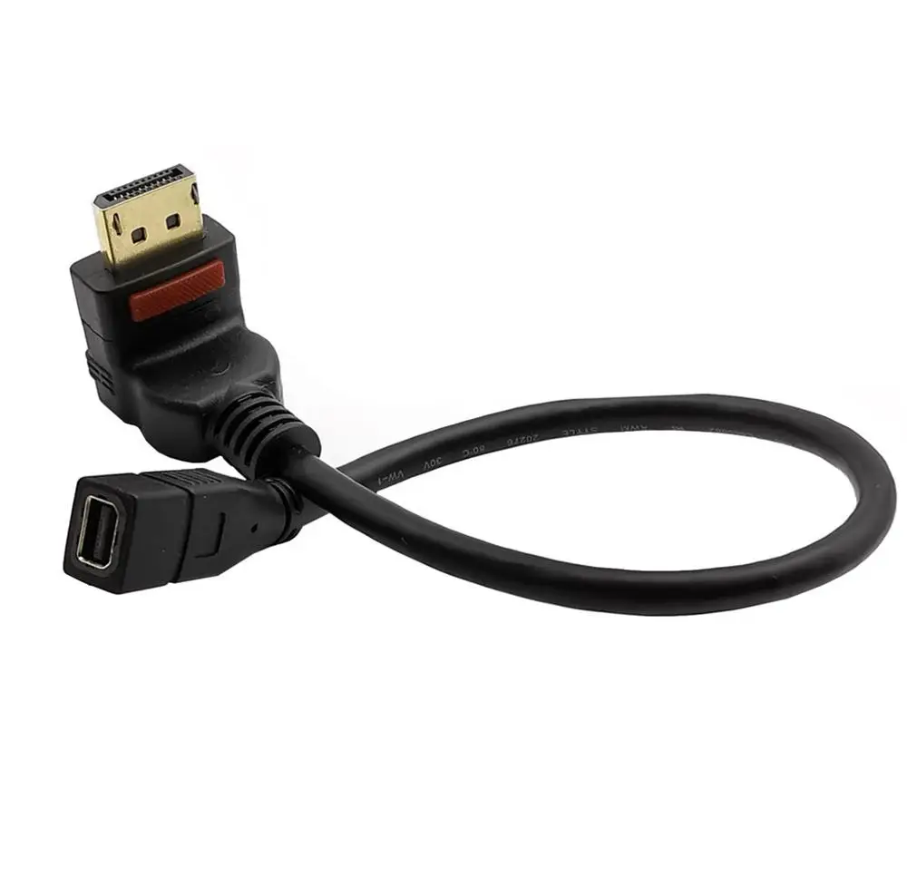 30 см DisplayPort штекер угол 90 градусов к мини гнездо с соединительной застежкой