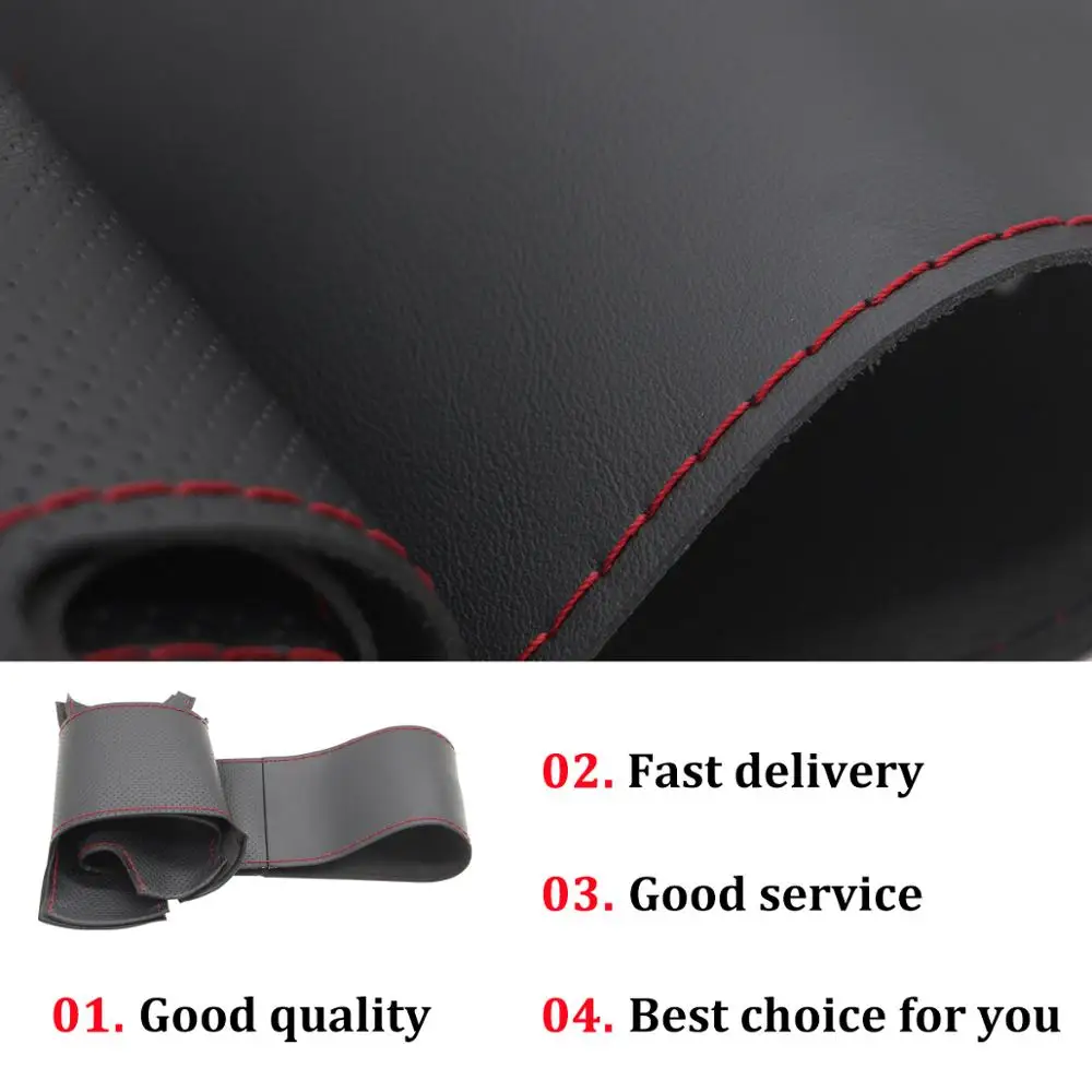 

Hand-stitched Black Genuine Leather Car Steering Wheel Cover for Toyota C-HR CHR 2016 2017 2018 2019 2020