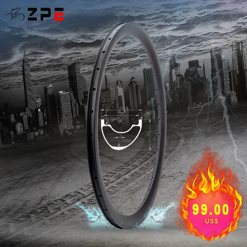 

2022 MTB DH Bicycle Rim 30x40mm Asymmetric Mtb Rims 27.5er Hookless Mountain Bike Tubeless Carbon Rim 24H 28H 32H