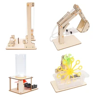 stem toys for children educational science experiment technology toy set diy hydraulic excavator model puzzle painted kids toys