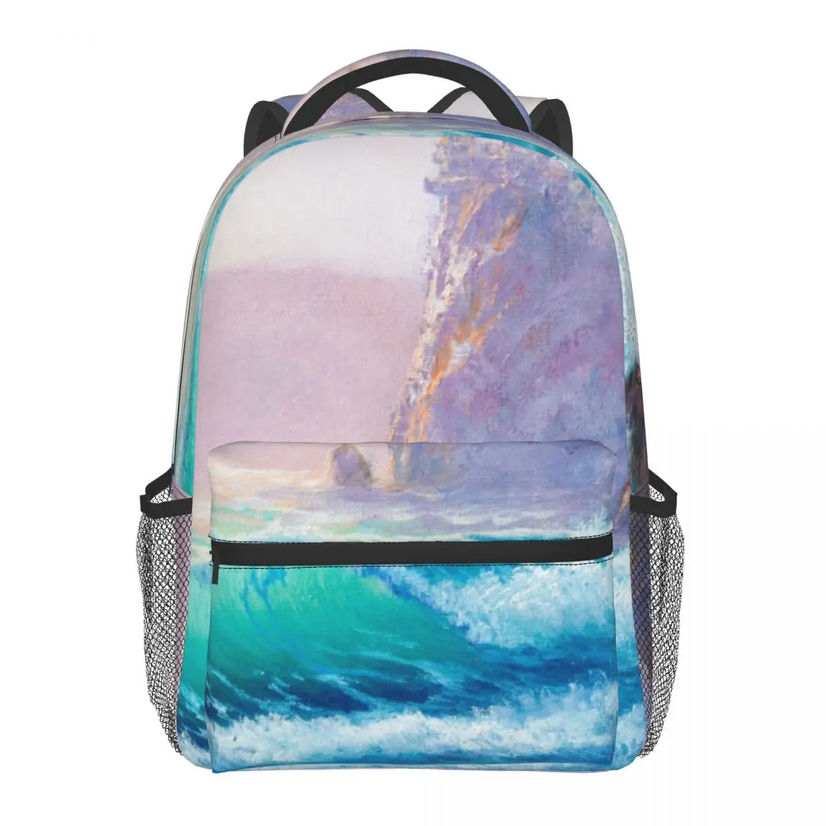 

Unique Large Capacity Backpack Transparent Waves On The Sea Polyester Schoolbag College Laptop Backpack Travel Book Bag