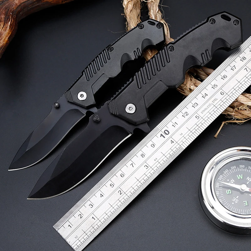 

Explosive Black Aluminum Handle Large and Small Folding Knife Field Survival Hunting Knife Self-defense Outdoor Knifes