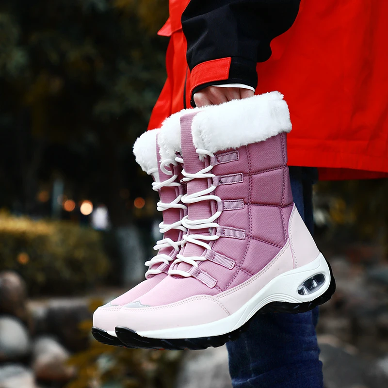 

New Winter Women Boots High Quality Warm Snow Boots Lace-up Comfortable Ankle Boots Outdoor Waterproof Hiking Boots Size 36-42