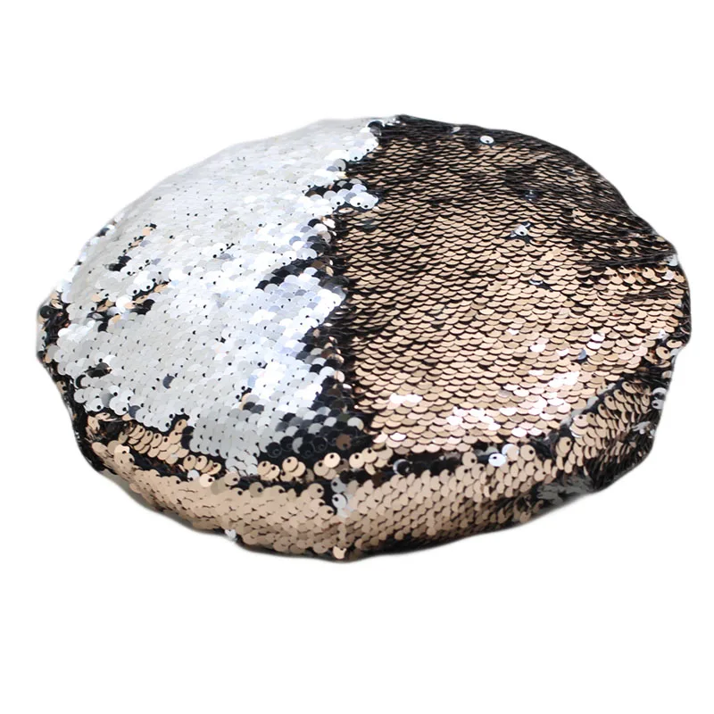 

HANGYUNXUANHAO Women Fashion Sequin Beret Hat Autumn Winter Black Bonia For Woman Adjustable Berets Cap Boinas Para Mujer