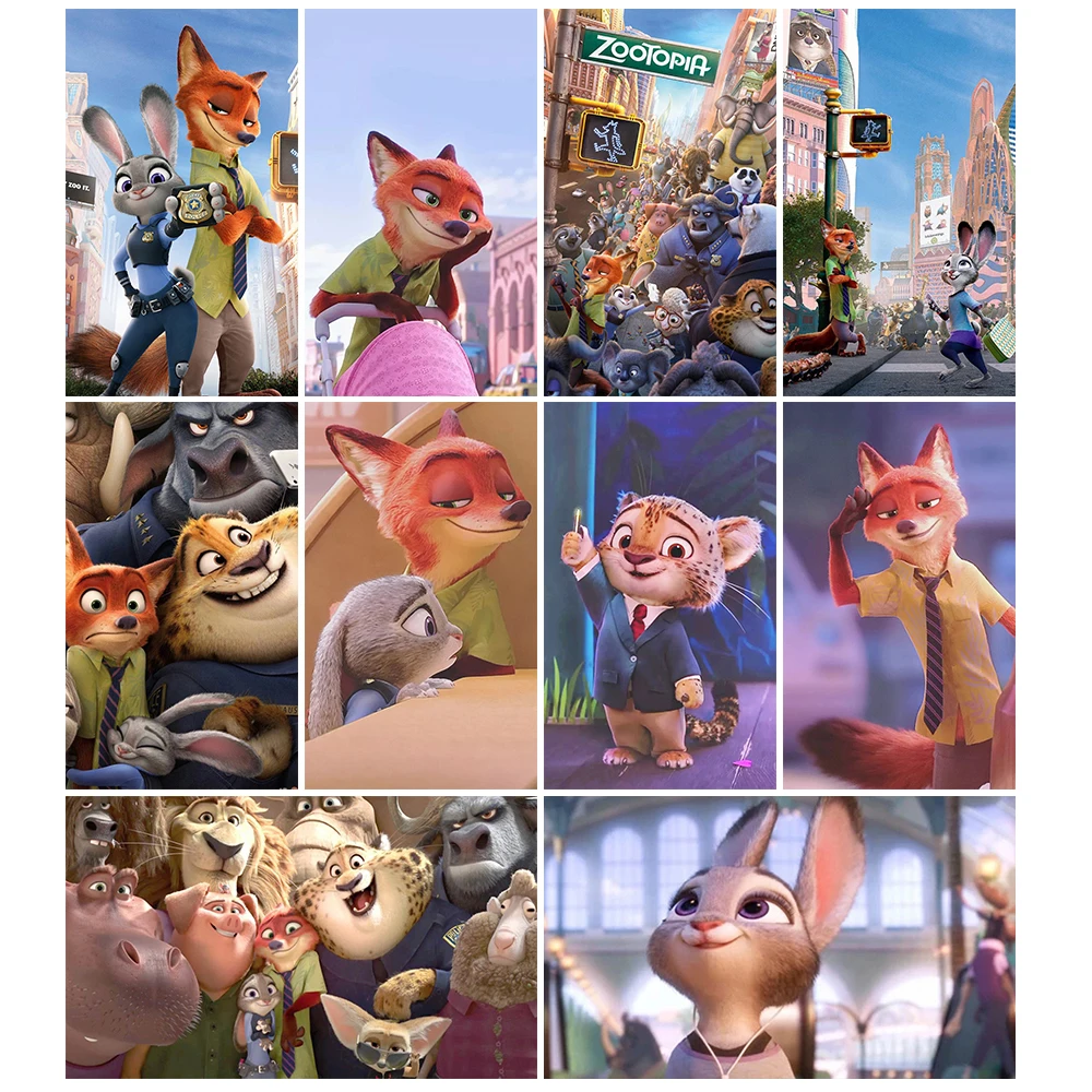 

Алмазная картина «сделай сам» Disney, мультяшное сумасшедшее животное, город, лиса, кролик, полноразмерная круглая вышивка, ручная работа, укра...