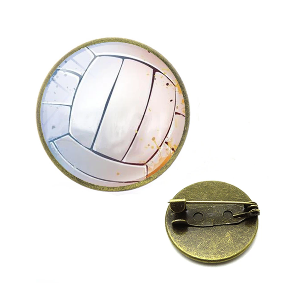 Броши с надписью Volleyball ручная работа круговой спортивный волейбол нагрудные