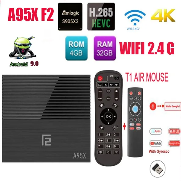 Приставка Смарт-ТВ A95X F2 Amlogic S905X2 USB 9 0 1080P H.265 | Электроника