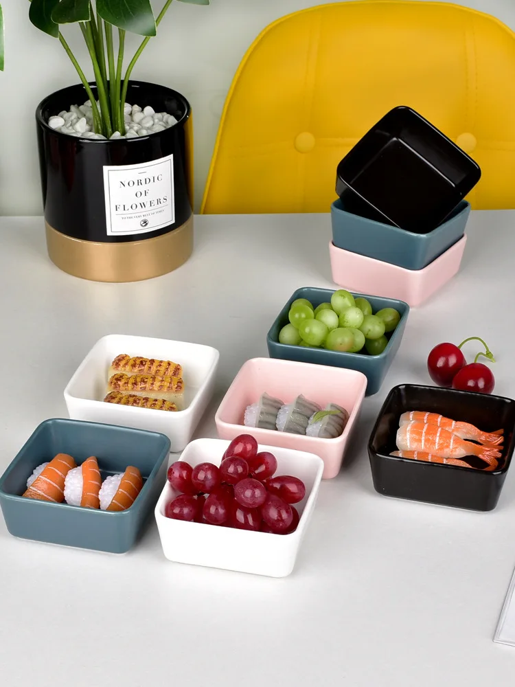 

Creative grid snack tray nut fruit dried sauce household ceramic platter