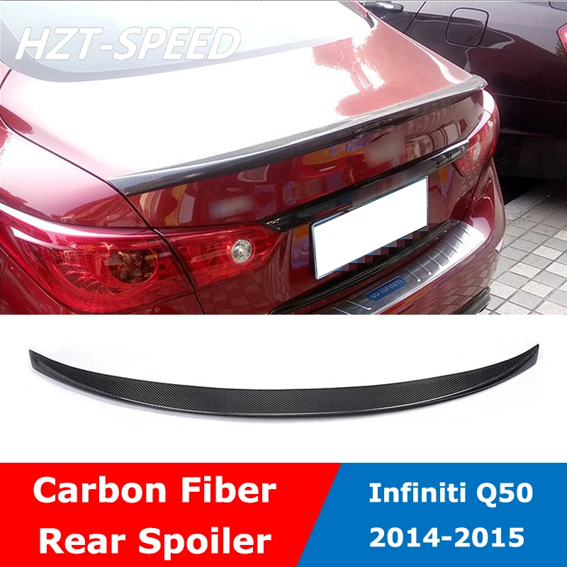 Q50 Carbon Fiber Rear Spoiler Trunk Back Wings For Infiniti Standard Bumper 2014-2015 | Spoilers &amp