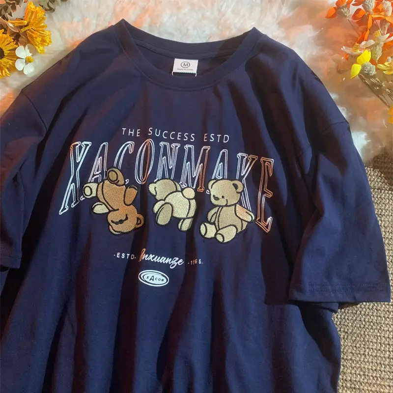 Футболка хлопковая в стиле Харадзюку брендовая Модная рубашка с вышивкой