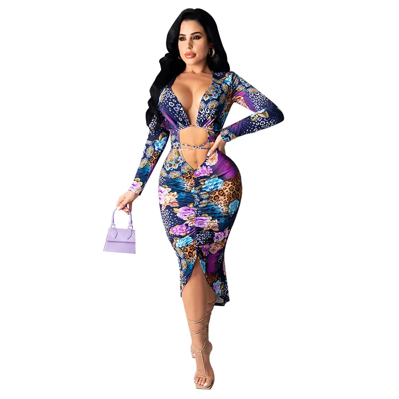 

My708 Cross-Border Women's Clothing 2021 Summer New Hollow Sexy Women's Fit Sheath Dress Amazon New