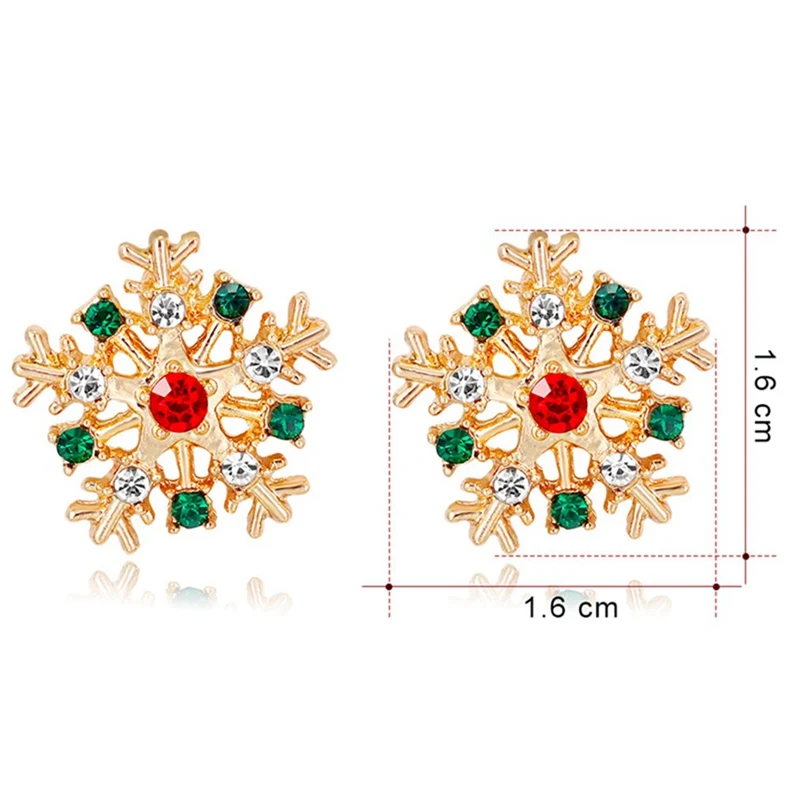 

Classic CZ Crystal Snowflake Stud Earrings For Women Colorul Cute Small Crystal Christmas Snow Flake Earrings Fashion Jewelry