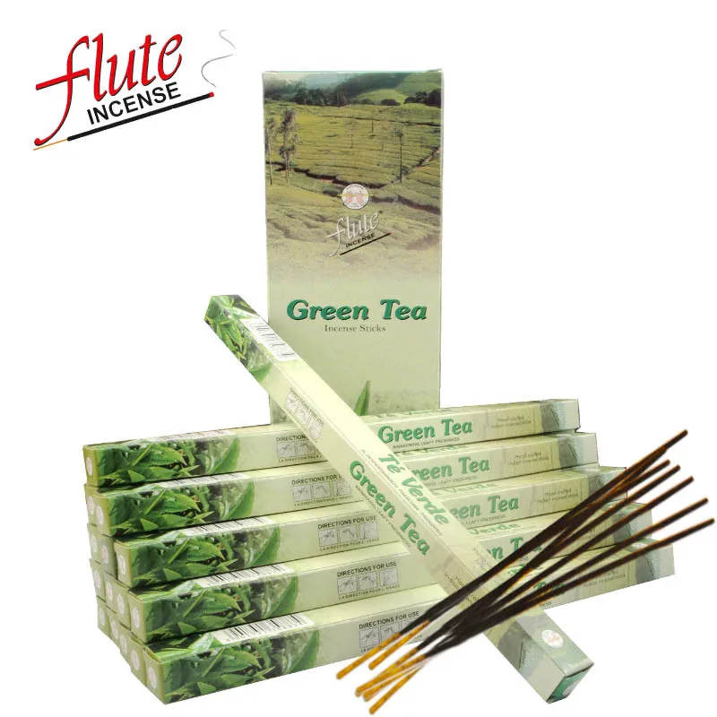 Green Tea Флейта 200 палочки/упаковка Цитронелла ароматизатор травяные Порошковые палочки ладан ручной прокатки из индийского сжигания в офисе для медитации - Аромат: Green Tea