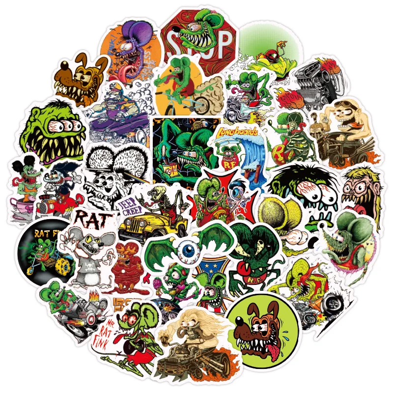 10/50pcs Rat fink Mouse Stickers for Mobile Phone Laptop Luggage Guitar Case Skateboard Bike Car Stickers