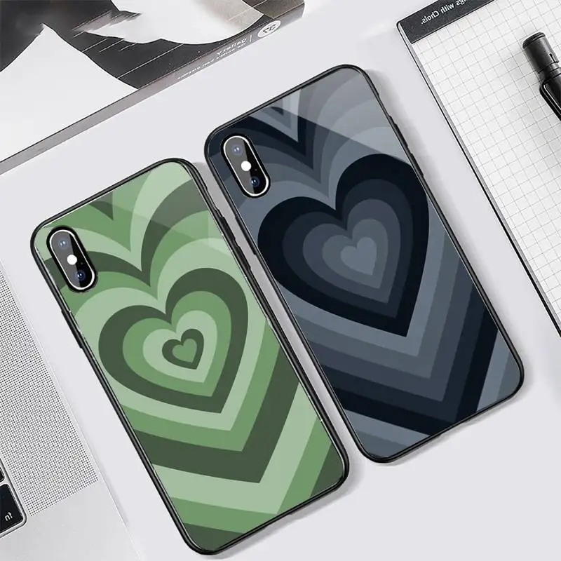 

Love chocolate heart shape Phone Case Tempered glass For iphone 6 7 8 plus X XS XR 11 12 13 PRO MAX mini