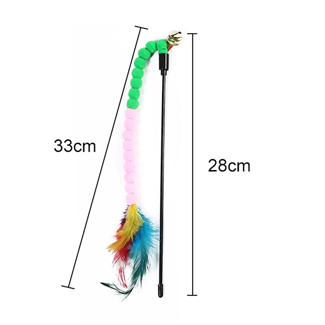

1Pc Cat Interactive Toy Stick Feather Wand With Small Bell Funny Pet Interactive Toys Plastic Colorful Cat Teaser Toy Supplies