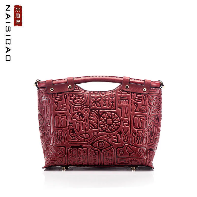 Новинка 2020 женская сумка NASIBAO из натуральной кожи тисненые сумки модная