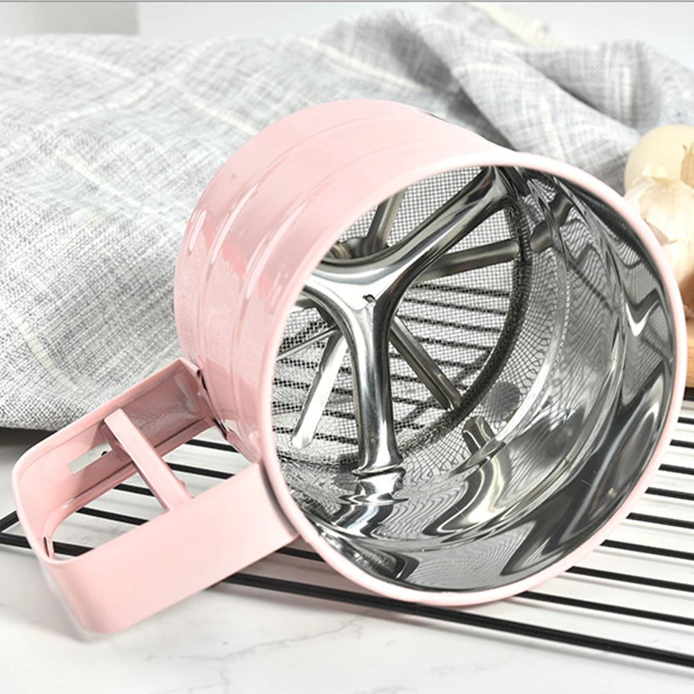 Flour Sifter Handheld Sieve Semi Automatic Stainless Steel Kitchen DIY Filter Sugar Home Cake Baking Hand Crank Fine Mesh | Дом и сад