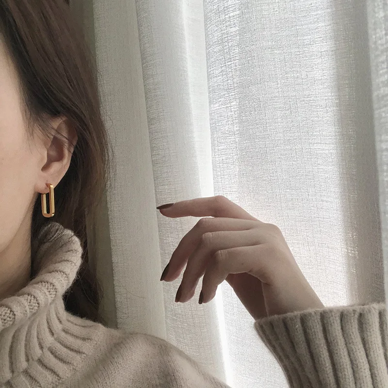 Съемные висячие серьги из звеньев цепи для женщин нержавеющей стали двухцветные