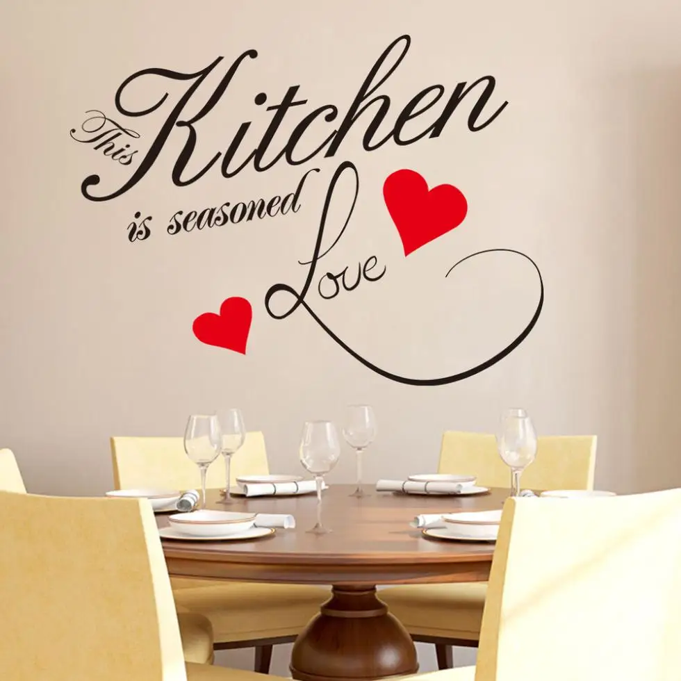 

Wall Sticker Quote Kitchen Heart Home Dining Room Large Decor Decal Saying
