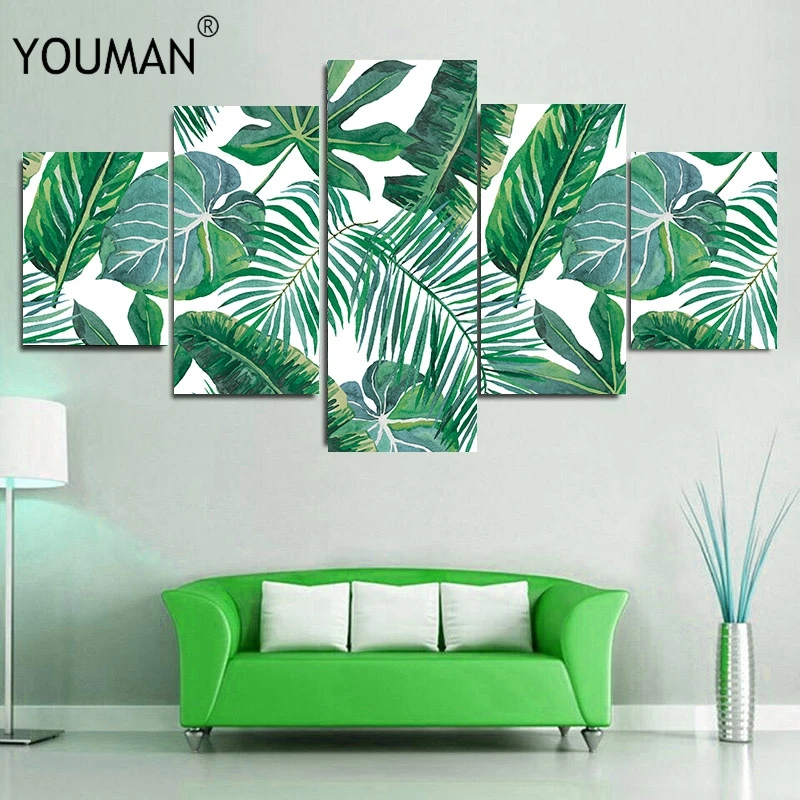 

3D Mural Green Wallpaper Poster Southeast Asia Tropical Rainforest Banana Leaf Photo Background Wall Frameless Canvas Painting