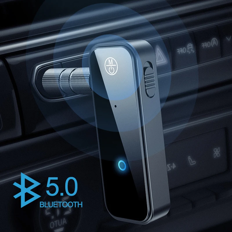 

Автомобильный приемник громкой связи JINSERTA Bluetooth 5,0, передатчик 3,5 мм AUX, длительный режим ожидания, аудиоадаптер для автомобиля, ТВ, наушников