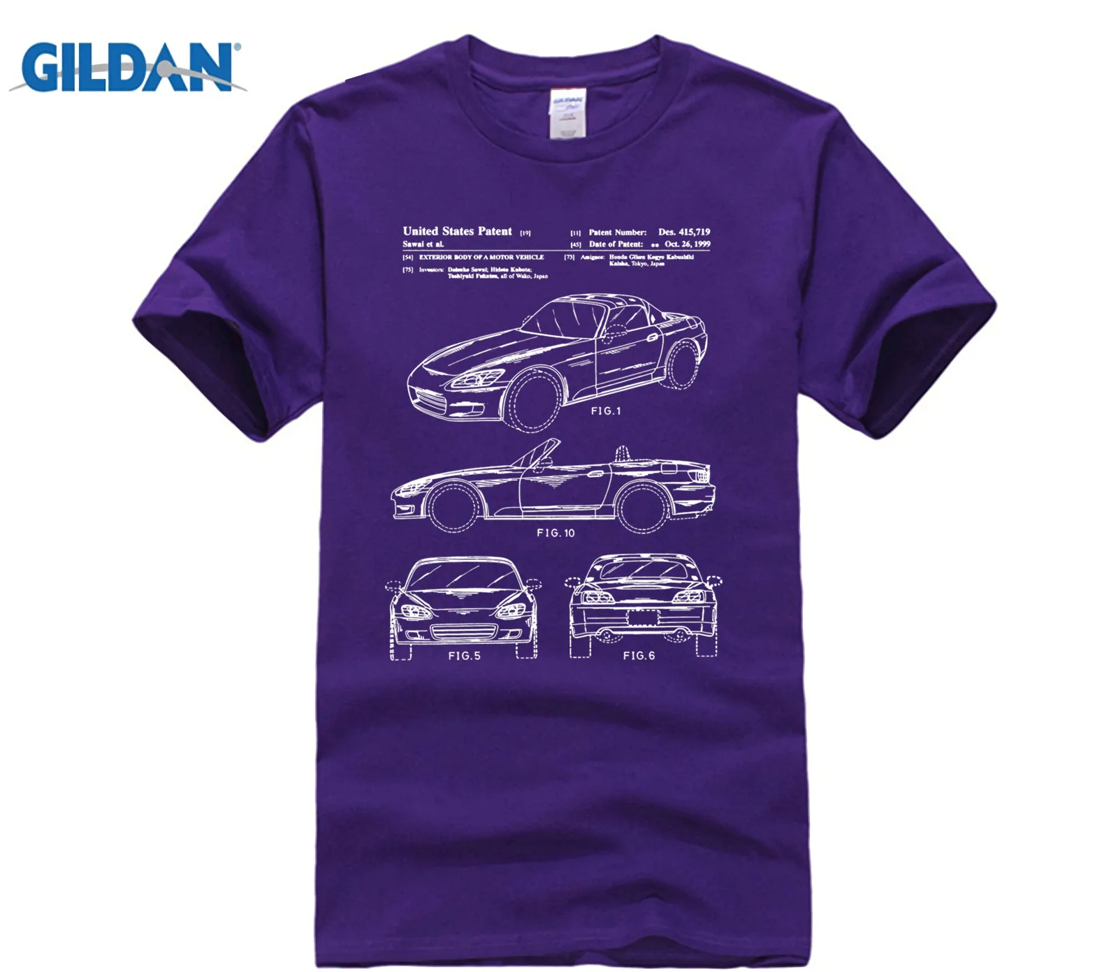 purple Honda S2000 патент белая футболка - Цвет: purple