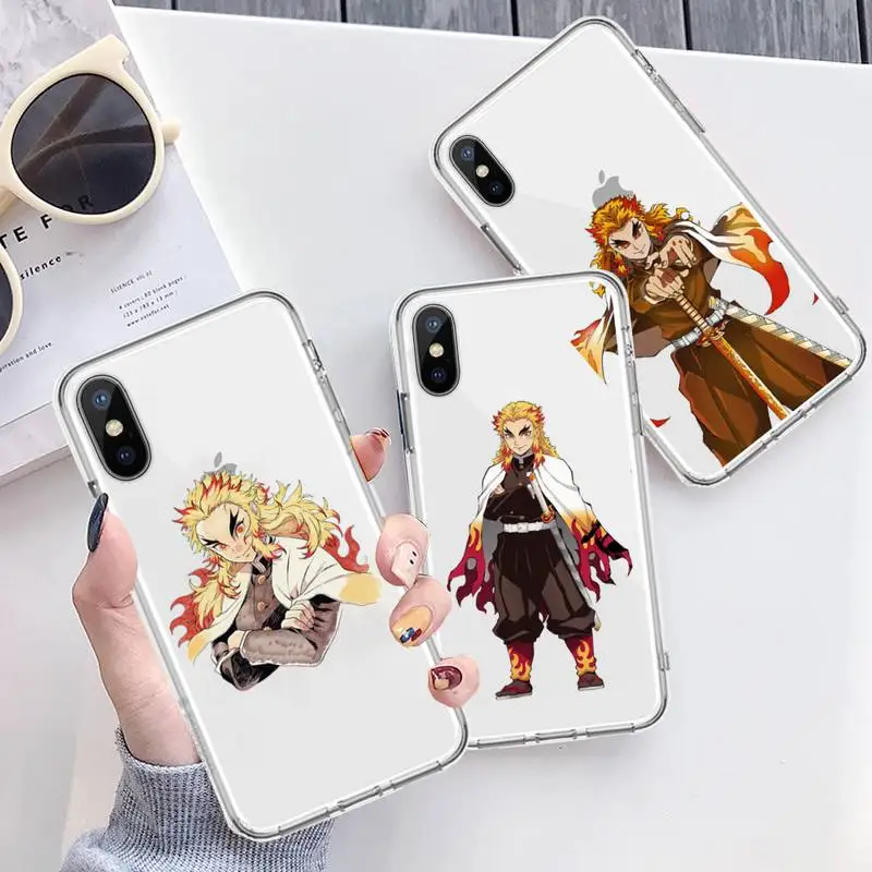 

Kyojuro Rengoku Demon Slayer Phone Case Transparent for iPhone 6 7 8 11 12 s mini pro X XS XR MAX Plus