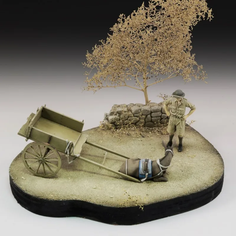 1/35 الراتنج نموذج لجسم مجموعات الحرب العالمية الثانية الجندي البريطاني وعربة حمار غير مجمعة وغير مطلية