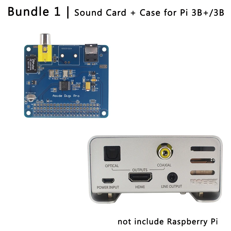 For 3B 3Bplus Raspberry Pi 4 AOIDE DIGI PRO цифровая звуковая карта | чехол из алюминиевого сплава металлический корпус для Raspberry Pi 4 Модель B/3B+/3B - Цвет: For 3B 3Bplus