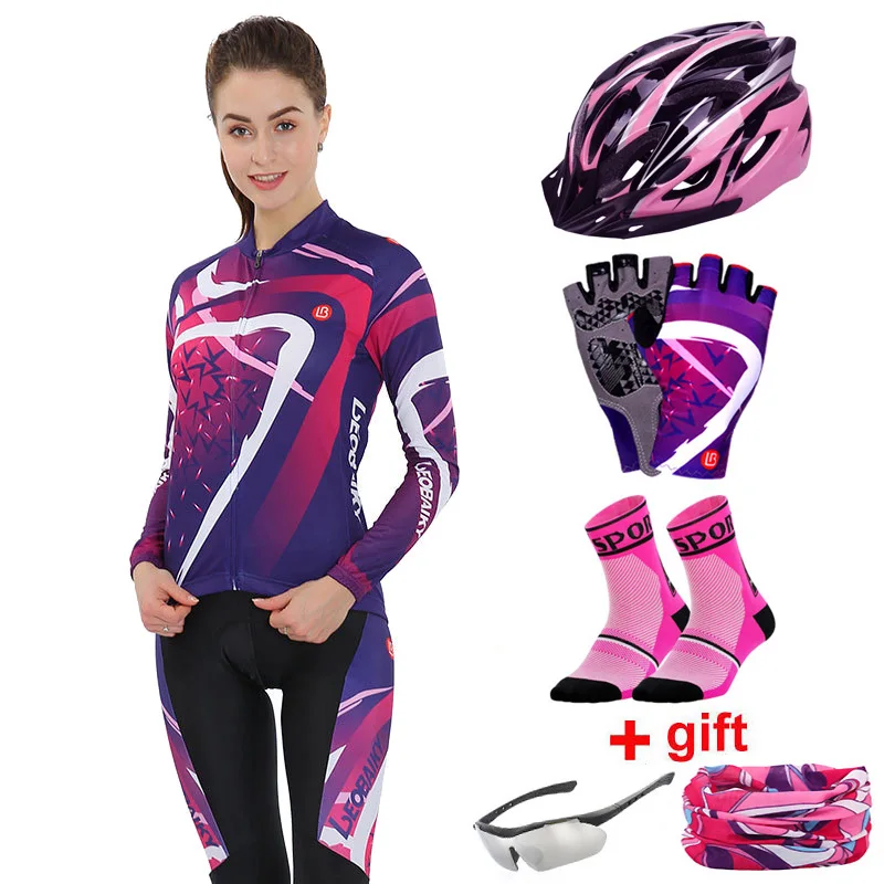 women full set purpl Женская одежда для велоспорта, набор, светоотражающий, длинный рукав, для женщин, s, для велоспорта, Джерси, Mtb, для езды на велосипеде, костюм, велосипедная одежда, женская спортивная одежда - Цвет: women full set purpl