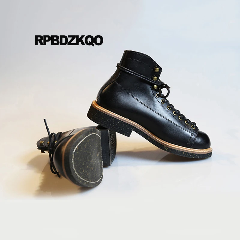 полные кожаные сапоги ретро короткие черный высокое качество 2018 батильоны