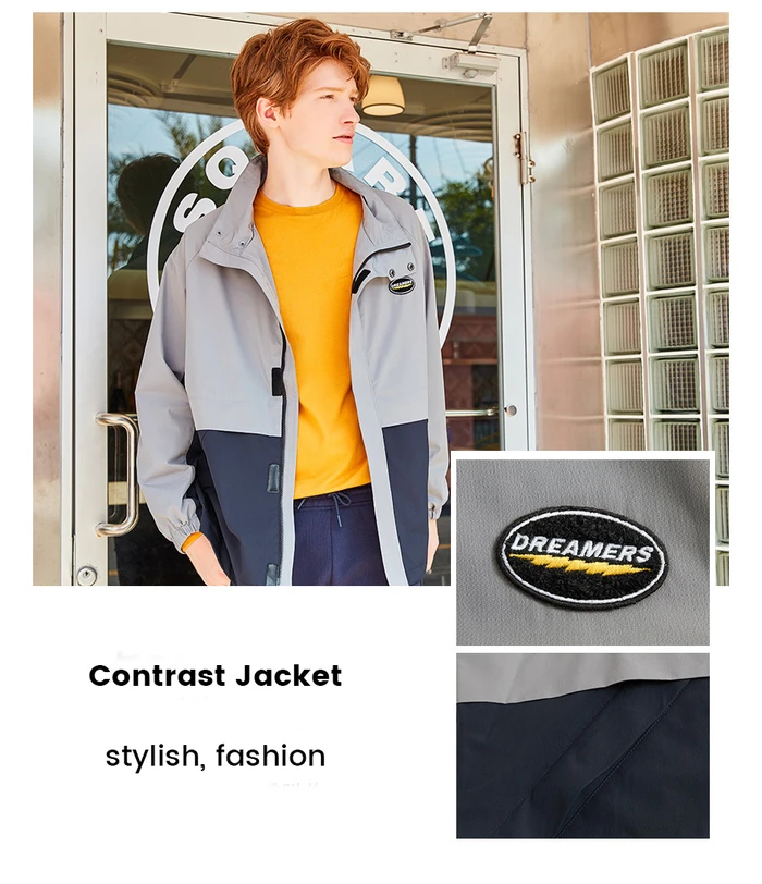 Giordano мужская куртка контрастный вышитый значок Chaquetas Hombre длинный рукав карманы спереди Jaqueta Corta Vento 01079749