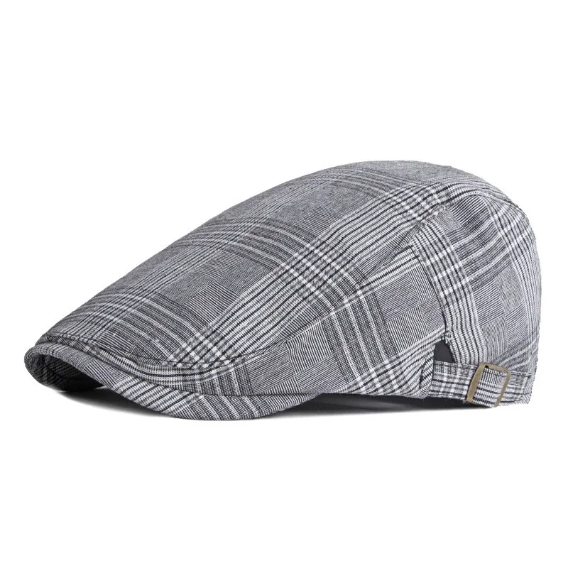 

Spring Autumn Cotton Striped Newsboy Caps Flat Peaked Cap Men and Women Painter Beret Hats 49