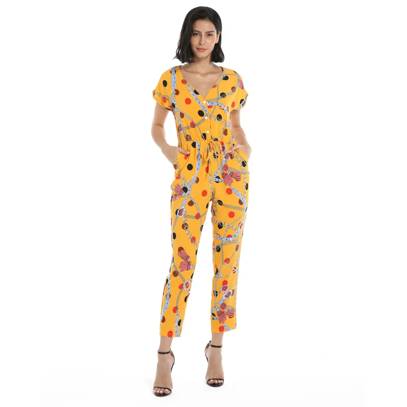SWEETKAMA Sexy Ladies Fashion Leopard Jumpsuit Spring New Temperament Commute Fit Comfort Jumpsuit Women  Loose Jumpsuit  Pants