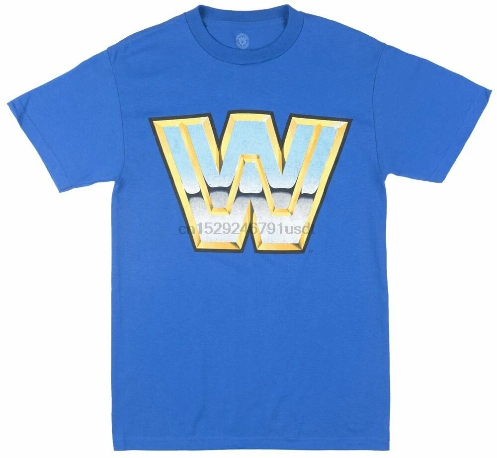 Борьба 80s футболка с логотипом мужские ярко синего цвета в стиле ретро ТВ