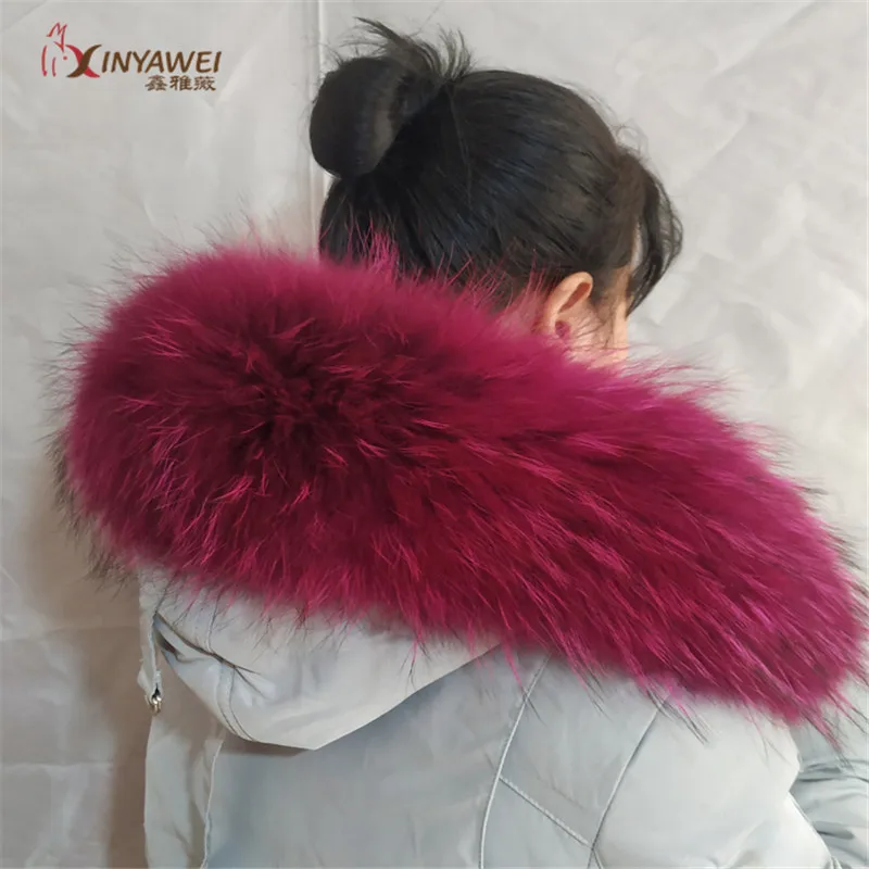 Женские шарфы из 2019 натурального меха енота Воротник 100% теплые зимние с