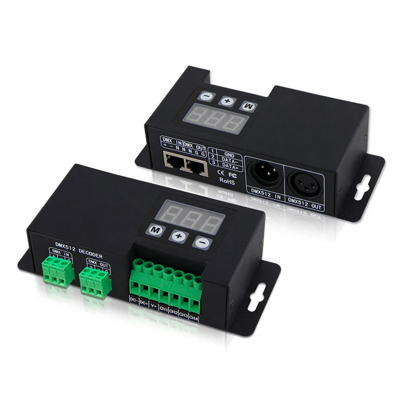 

New DMX512 Constant Current Decoder 4 Channel DMX Slave 12V-48V 4CH 350mA 700mA CC Controller Led Display Panel RJ45 XLR Port