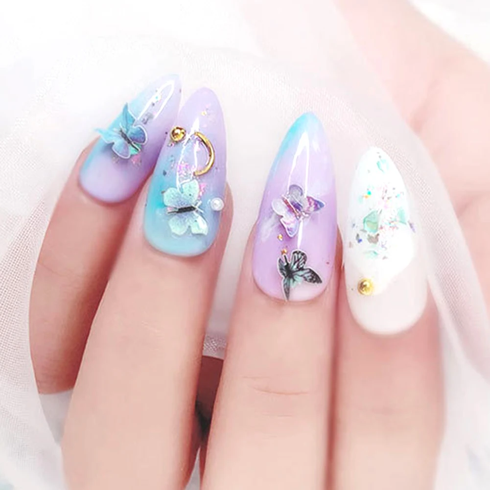 DIY Manicure Decoration Simulation Mini Butterfly Nail Art Sticker Foils Series Pink Blue Paper | Красота и здоровье