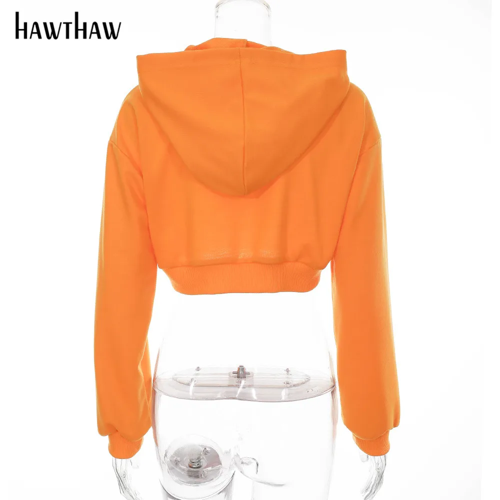 

Hawthaw Women Casual Autumn Fall Clothes Soild Color Hooded Sweatshirt Short Tops Hoodies Pullover Long Sleeve Casual 2020