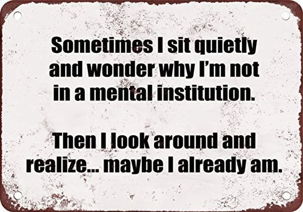 

Why Am I Not in a Mental Institution Tin Sign art wall decoration,