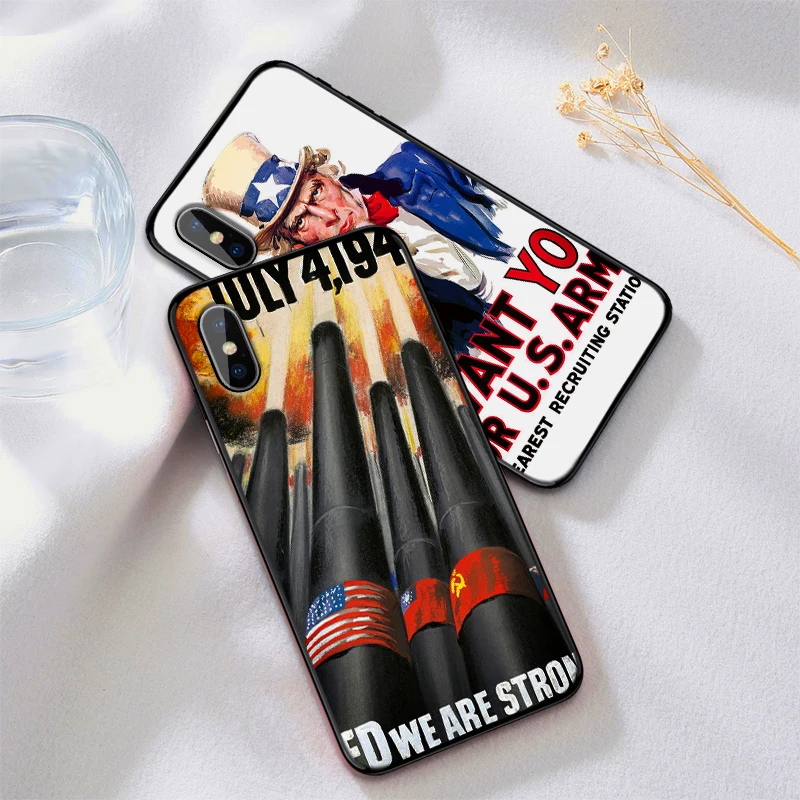 Античный Американский военный мужской чехол для iPhone X XR XS MAX Мягкая силиконовая