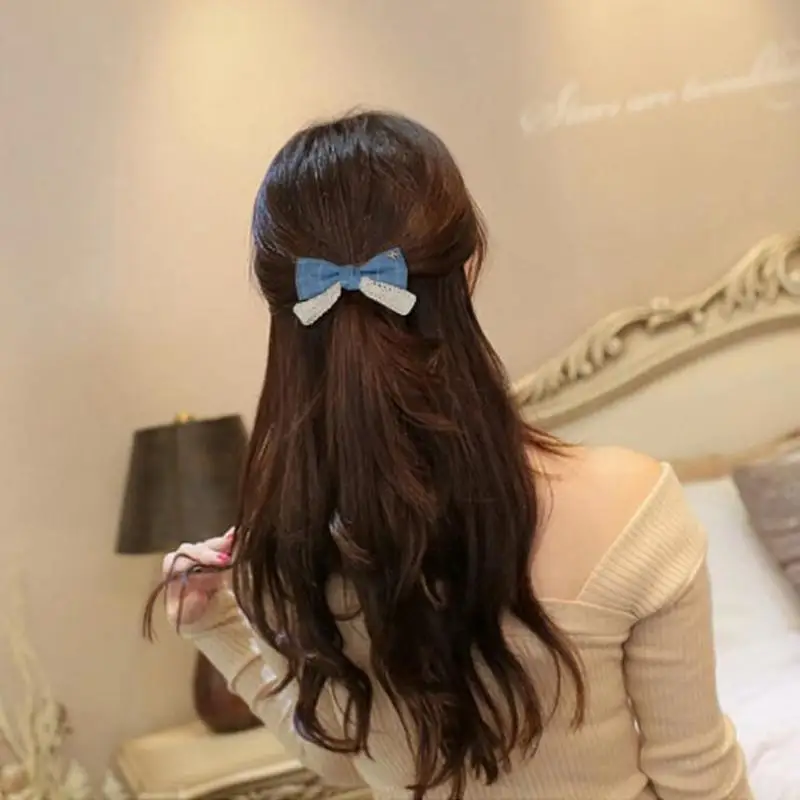 Клетчатая ткань хлопковая лента ручная работа заколка для волос бант с принтом