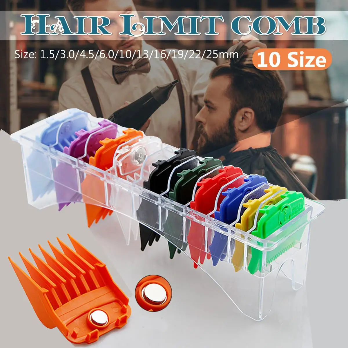 

10Pcs Hair Clipper 1.5/3/4.5/6/10/13/16/19/22/25mm Limit Combs Electric Clipper Positioning Comb Replacement Tools For WAHL